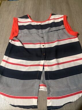 Live 4 Truth Navy, White & Coral Striped Sleeveless Top